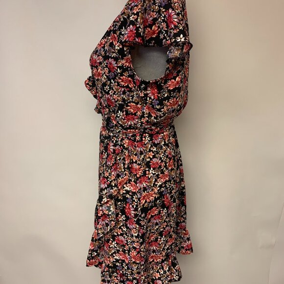 Romeo Juliet Couture Womens Dress Size L Mini Dark Floral Romantic Flowy Boho - Picture 3 of 9